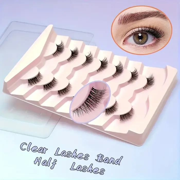 7 paires de faux cils transparents secs