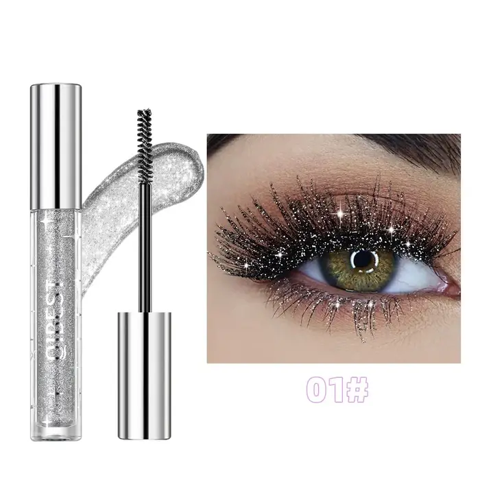 Mascara scintillant or diamant Halloween, effet nacré, petit applicateur métallique, waterproof, séc