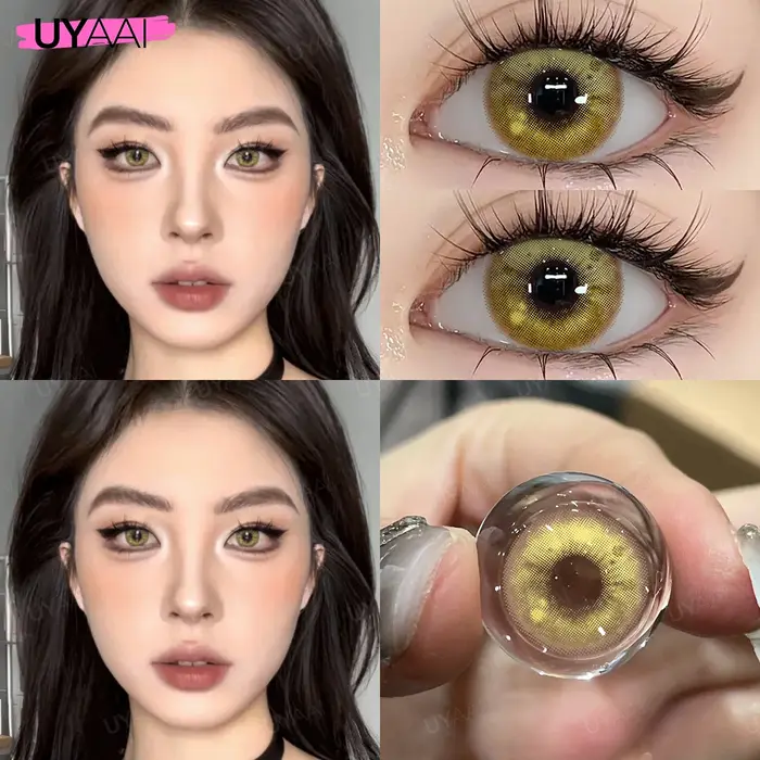 UYAAI 1 paire de lentilles de contact jaunes maquillage beauté annuel doux mode santé Anime Cosplay 