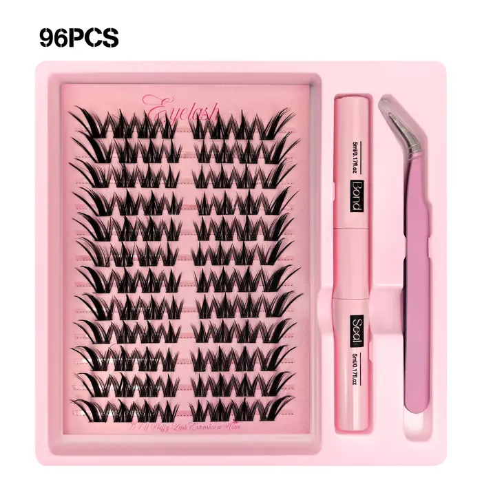 Kit de faux cils D I Y à 96 vitesses, moelleux et épais, pour un look naturel et volumineux en oeil 