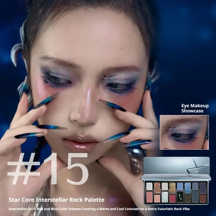 Palette de fards à paupières 16 couleurs - Bleu, violet, rose, pailleté, caméléon, mat, nacré, effet