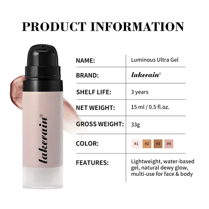 Fond de teint brillant Super Gel léger rosée polyvalent llluminateur apprêt hydratant nourrir