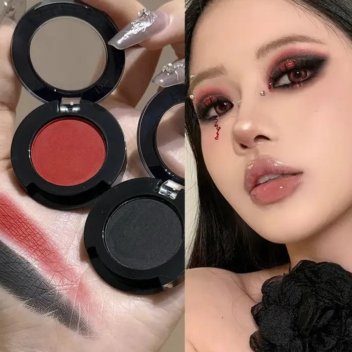 Punk fumé rouge noir ombre à paupières Palette imperméable gothique mat bleu fard