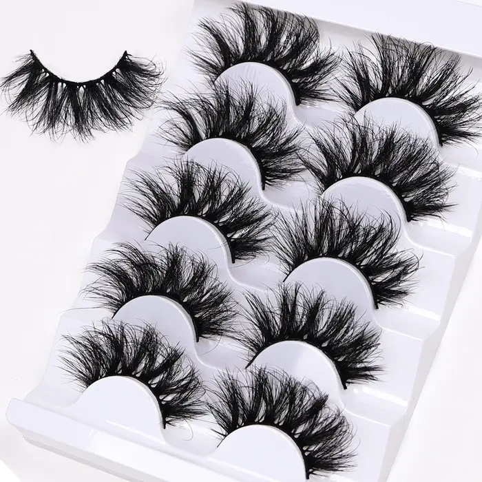 5 paires de faux cils en vison synthétique