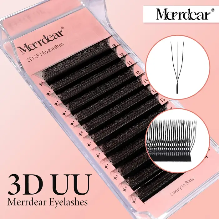 Merrdear C/D U-Shaped 2D/3D/4D/5D/6D Mix 8-15MM Faux Cils Professionnels Faits Main Volume Naturel Fournitures