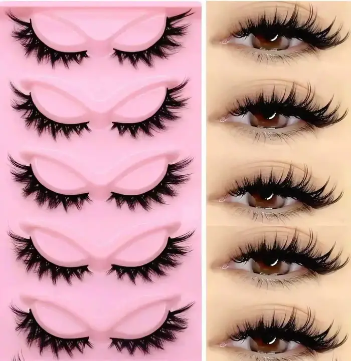 5 paires de faux cils luxueux et moelleux - épais