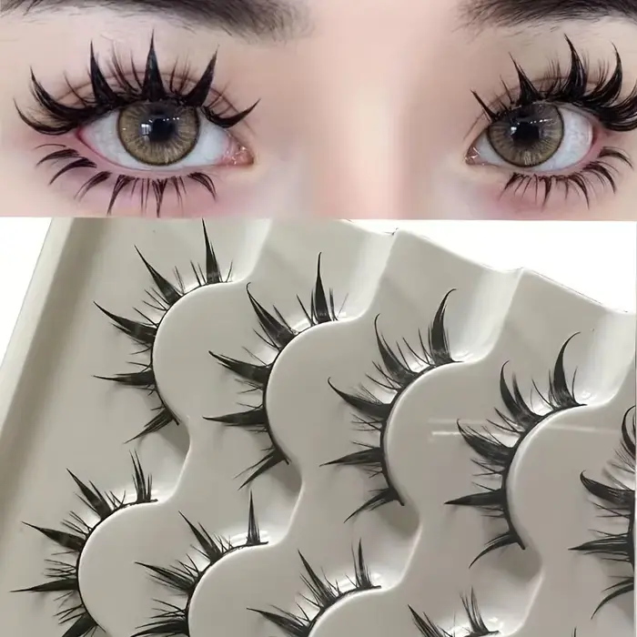 Faux cils d'inspiration d'anime, 5 paires de faux cils d'oeil de dessin animé, aspect dramatique, st
