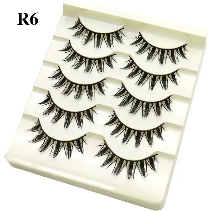 Cils noirs cils yeux de chat bande croisée faux cils naturel Long Cosplay maquillage 5 paires Extension de cils de vison Cilios