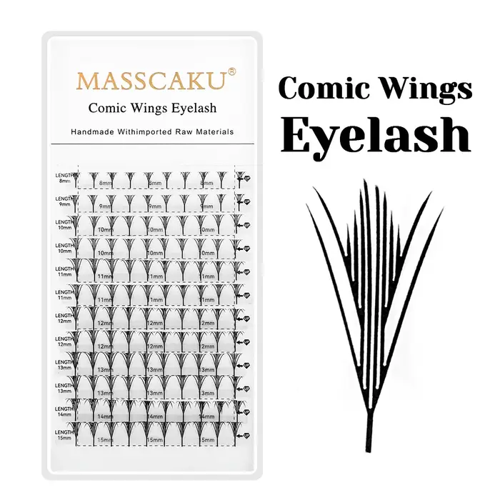MASSCAKU 0.05mm d'épaisseur vison synthétique Manga Anime bande dessinée flèche cils 8-15mm mélange longueur plume forme