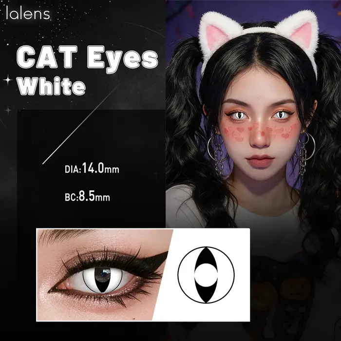 Lalens 1/2 paires de lentilles de contact colorées œil de chat 14,0 mm pour pupille petite, lentilles colorées pour cosplay d'anime, fêtes, jeux de rôle, beauté des yeux