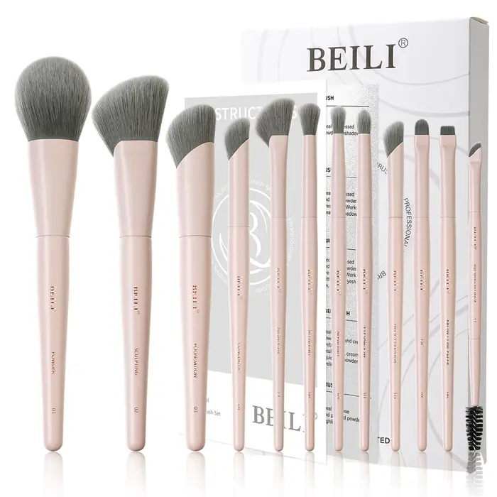 BEILI – ensemble de pinceaux de maquillage professionnels végétaliens