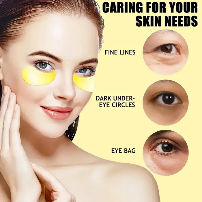 Masque pour les yeux dorés contient du collagène et de l'aloe vera - Patch hydratant hypoallergénique adapté à tous les