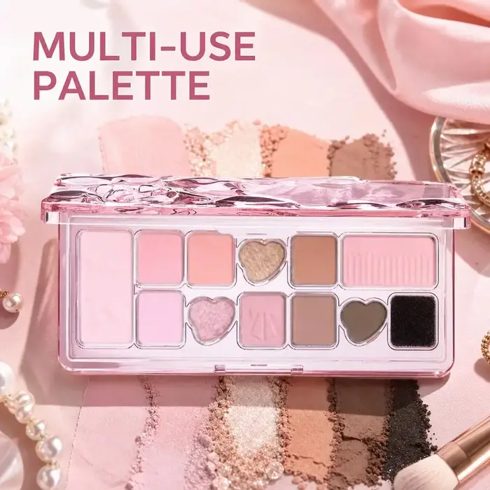 Palette de Fards à Paupières Multicolores Effet Nacré 11 Couleurs Rose Scintillant Longue Tenue Maquillage Yeux Effet Mat Coréen