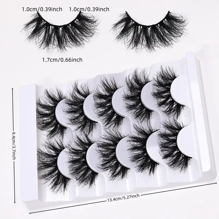 5 paires de faux cils en vison synthétique