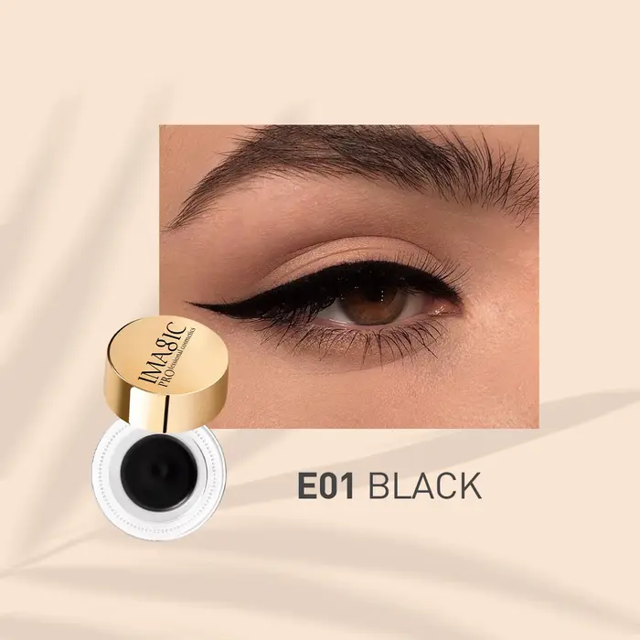 IMAGIC – crème Eyeliner noire professionnelle 3 couleurs, avec brosse, ne fleurit pas, imperméable,