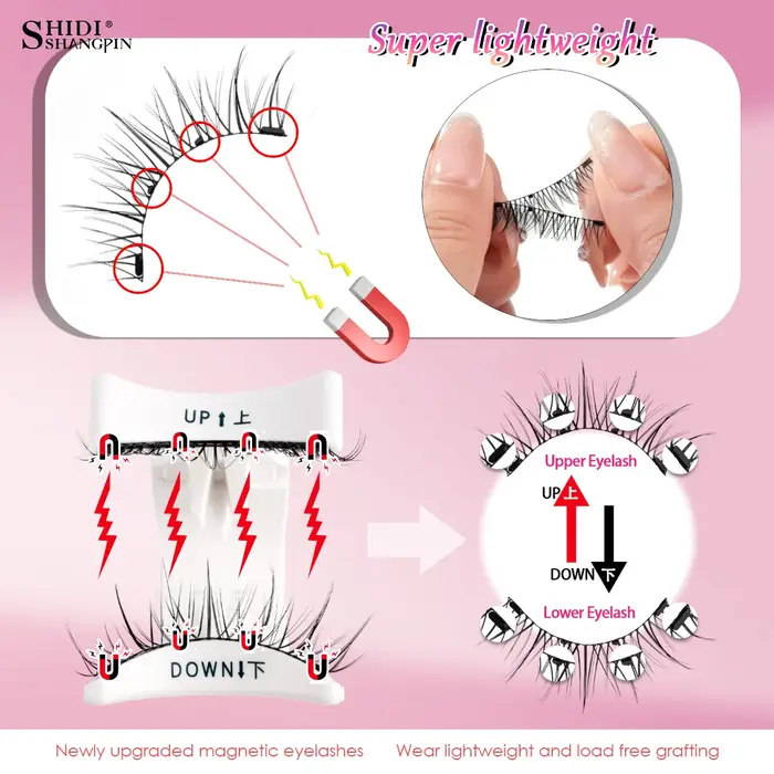 2 paires de faux cils magnétiques avec applicateur
