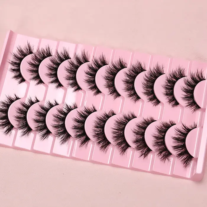 10 paires de faux cils 3D moelleux