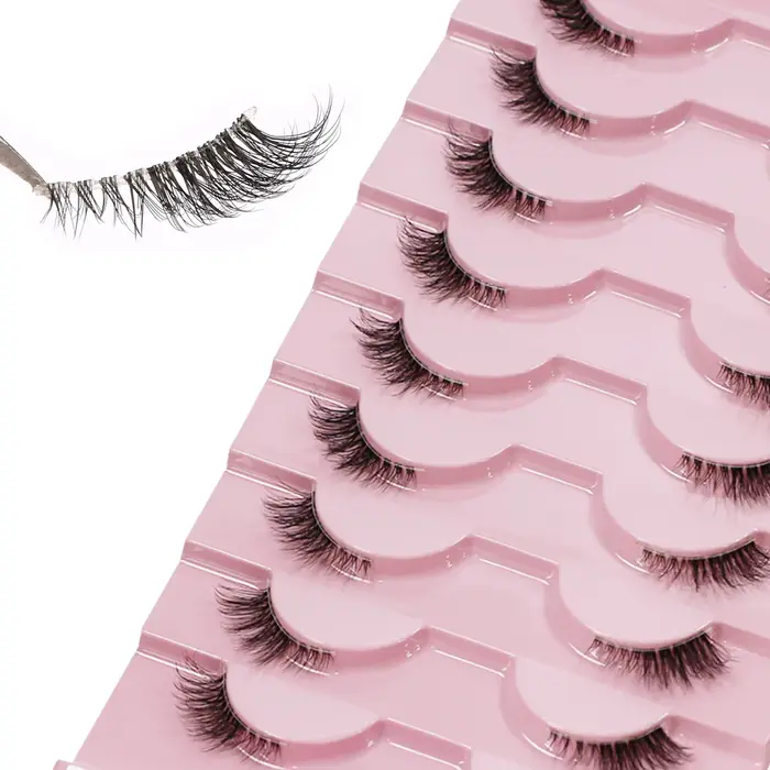 Demi-cils, aspect naturel 10 paires de cils de chat épais 10mm