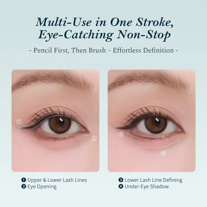 Crayon gel pour les yeux imperméable longue durée Flower Knows Bunny Garden - Maquillage quotidien naturel anti-bavures