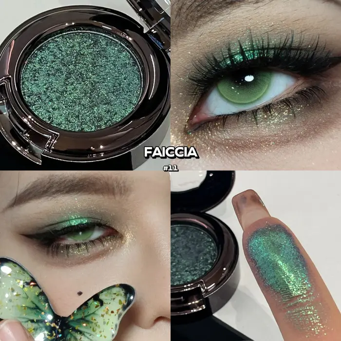 Palette de fards à paupières vert fumé effet caméléon