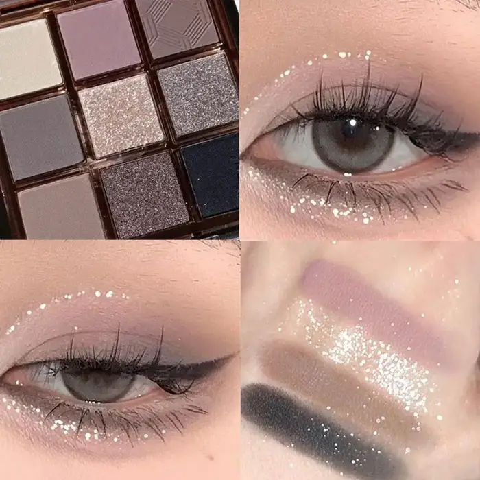 Palette de fards à paupières 9 couleurs, bleu noir nacré, maquillage pour les yeux, couleurs vives, brillantes, imperméables et durables