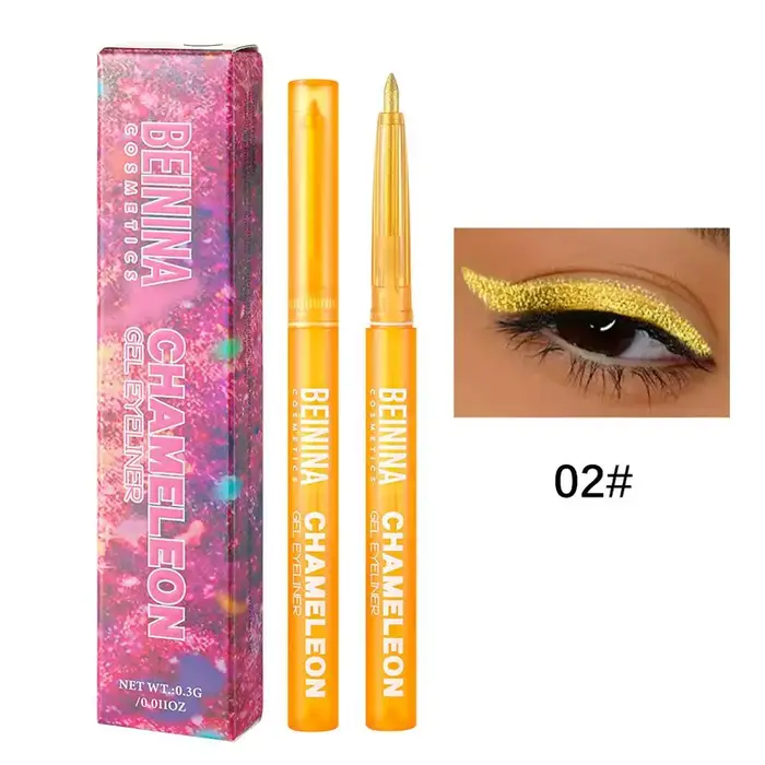 Eyeliner liquide effet caméléon brillant, bleu violet multi-chrome métallique, eyeliner waterproof p