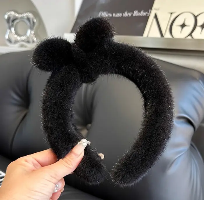 Bandeau en fourrure de vison véritable pour femmes avec nœud