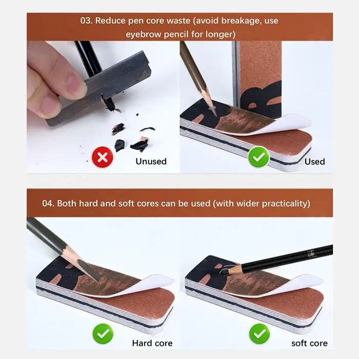 Taille-crayon professionnel pour sourcils, outil de ponçage en papier de verre, facile à utiliser, pour créer des pointes fines, outil de maquillage