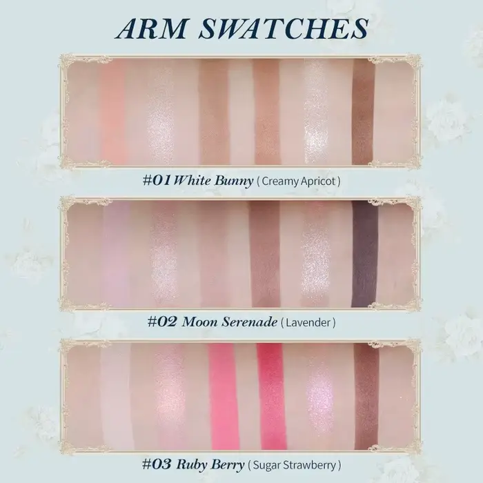 Palette de fards à paupières Flower Knows Makeup Bunny Garden, 6 couleurs, longue tenue, nudes natur
