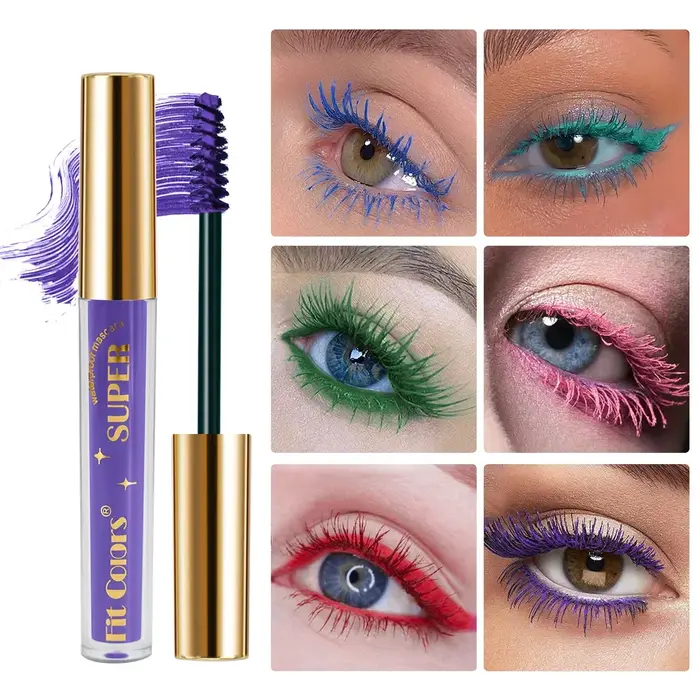 Mascara coloré imperméable, 6 couleurs/ensemble, bleu, blanc, noir, violet, allonge les cils, Extension des yeux, maquillage pour fête