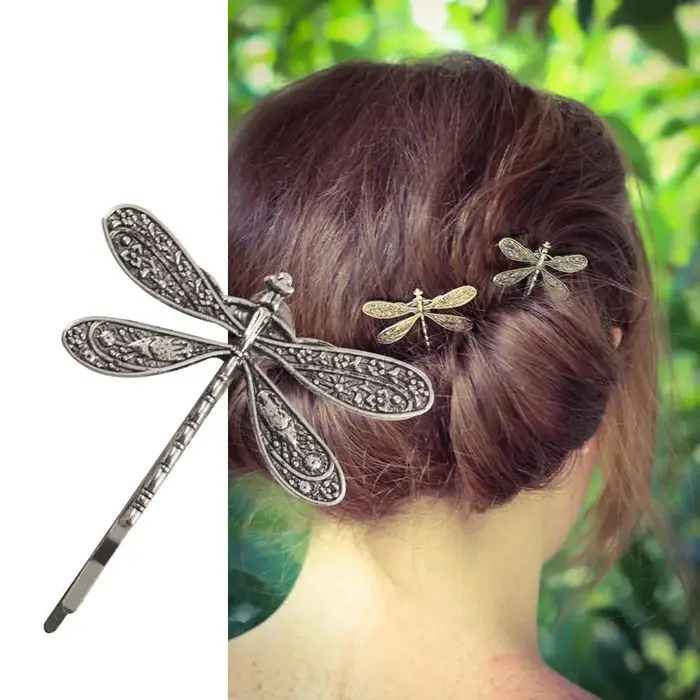Épingles à cheveux libellule rétro
