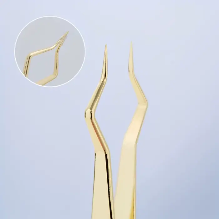 Pincettes d'extension de cils isolantes, nouveau design, pincettes à pointe incurvée en acier inoxyd