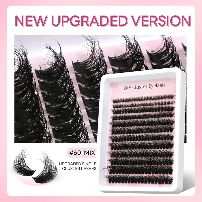 GROINNEYA Extensions de Cils Volume Naturel Effet Clusters Lashes Doux et Fluffy Cils Individuels DIY Auto Pose Sans Salon Clusters de Cils Wispy Cat Eye Réutilisables Femme Tendance
