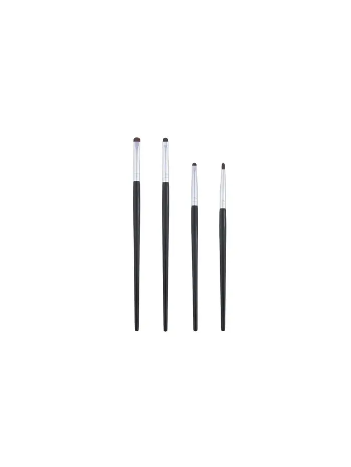 1 lot de 4 pinceaux de maquillage pour détails des yeux noirs, poils de poney, ombre à paupières de 