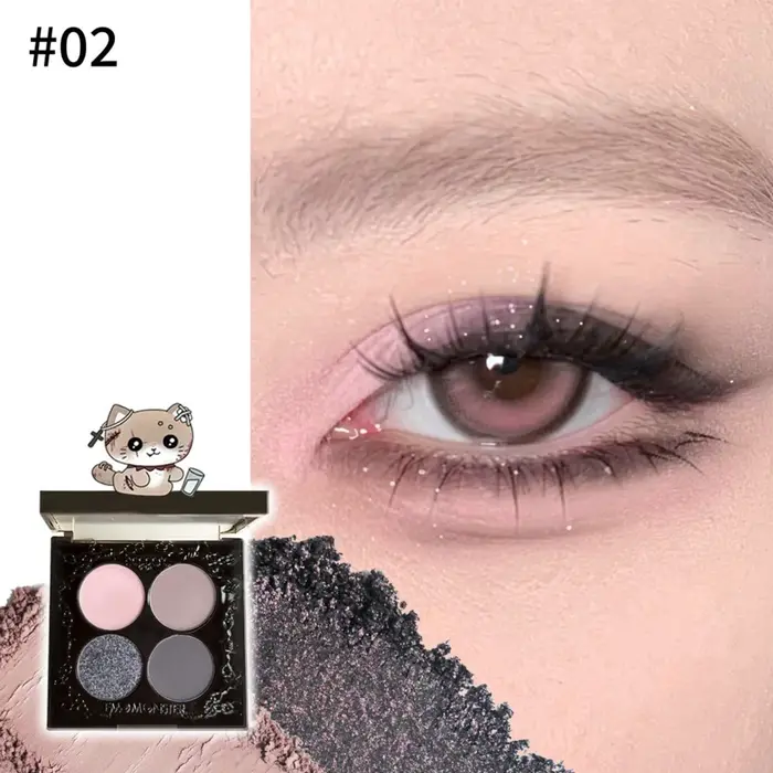 Palette de fards à paupières quatre couleurs Haggard Emo Monster Series, pigmentation longue durée, 