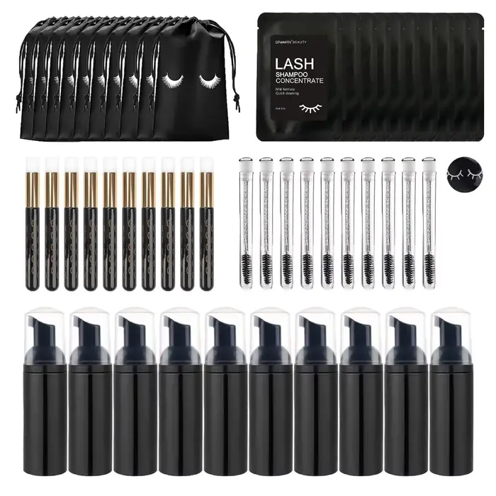 50/25 pièces dissolvant d'extension de cils avec ensemble de brosses à Mousse nettoyage des cils net