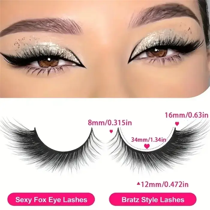 5 paires de faux cils, cils d'asage naturel