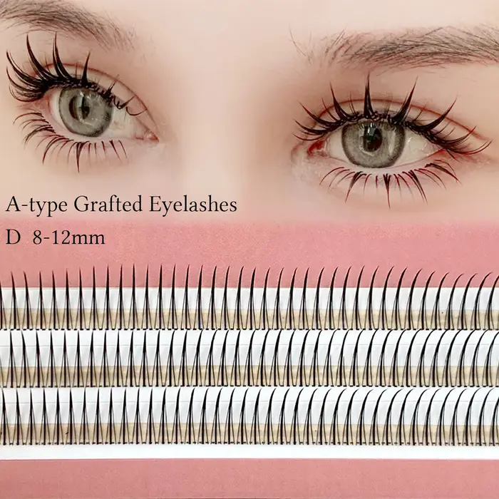 Cils greffés en forme de M de type