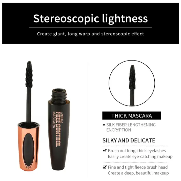 Mascara noir longue tenue 8D en fibres de soie