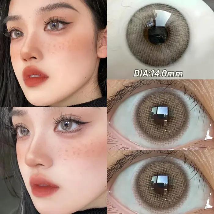 OVOLOOK-Lentilles de Contact Rose pour Myopie, Accessoire pour les Yeux avec Dioptries, Gris Naturel, Marron, Bleu, 2 Pièces