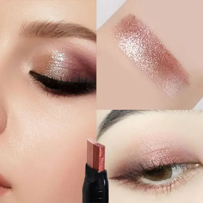 Bâton de fard à paupières Double couleur dégradé, crayon deux tons scintillant, stylo métallique par