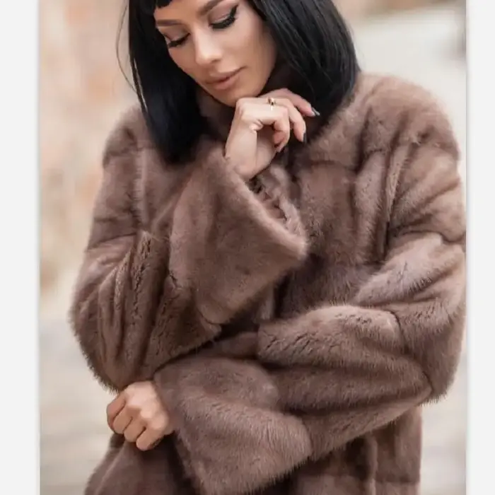 Manteau en fourrure de vison véritable pour femmes