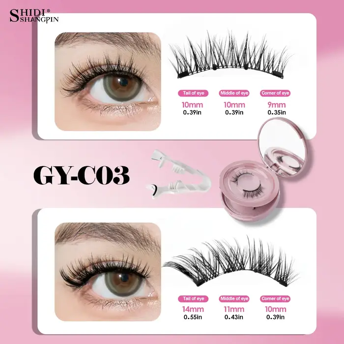 2 paires de faux cils magnétiques avec applicateur