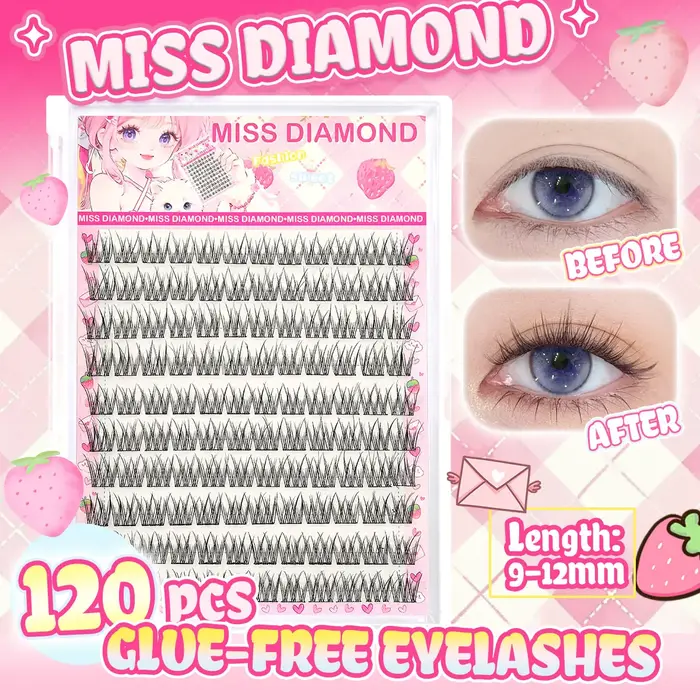 Ensemble de faux cils faciles à coller, style dessin animé épais avec un aspect naturel, adapté aux 
