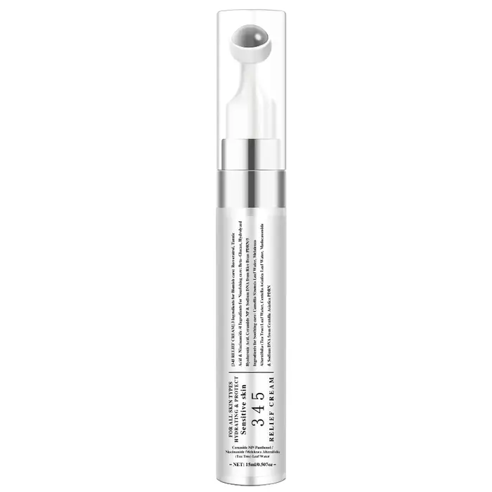 Crème Contour des Yeux Apaisante et Réparatrice 345 Relief – Roll-on Multi-Soin Hydratation Profonde et Apaisement Doux pour Tous Types de Peau 15ml