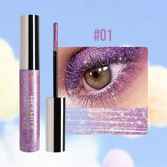 Mascara à paillettes colorées, mascara imperméable, longue durée, UNIS issant, allongeant, anti-bavu