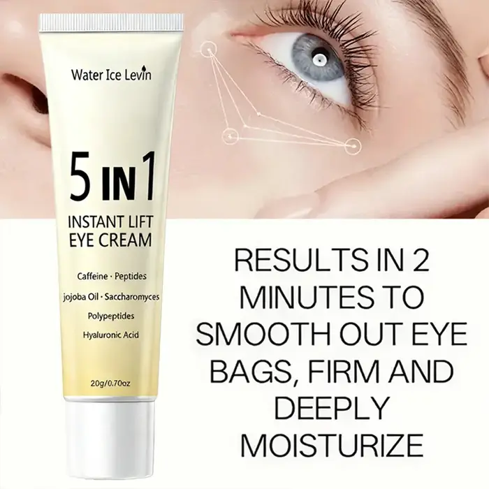 Crème pour les yeux à effet liftant instantané 5 en 1. Résultats en 2 minutes. Lisse les poches sous