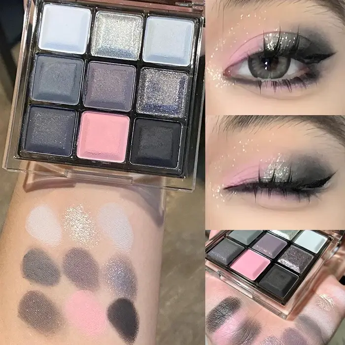 9 couleurs fumé noir rose fard à paupières Palette de maquillage mat chocolat brun ombre