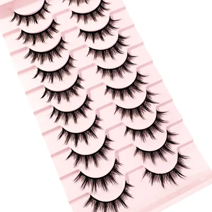 Faux cils d'aspect naturel, Anime vaporeux, moelleux, pointes, Volume 3D, Pack de 10 paires, coréen,