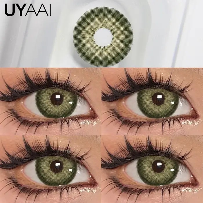 UYAAI 1 paire d'élèves colorées pour les yeux naturel brun grands yeux Contacts cosmétiques vert len
